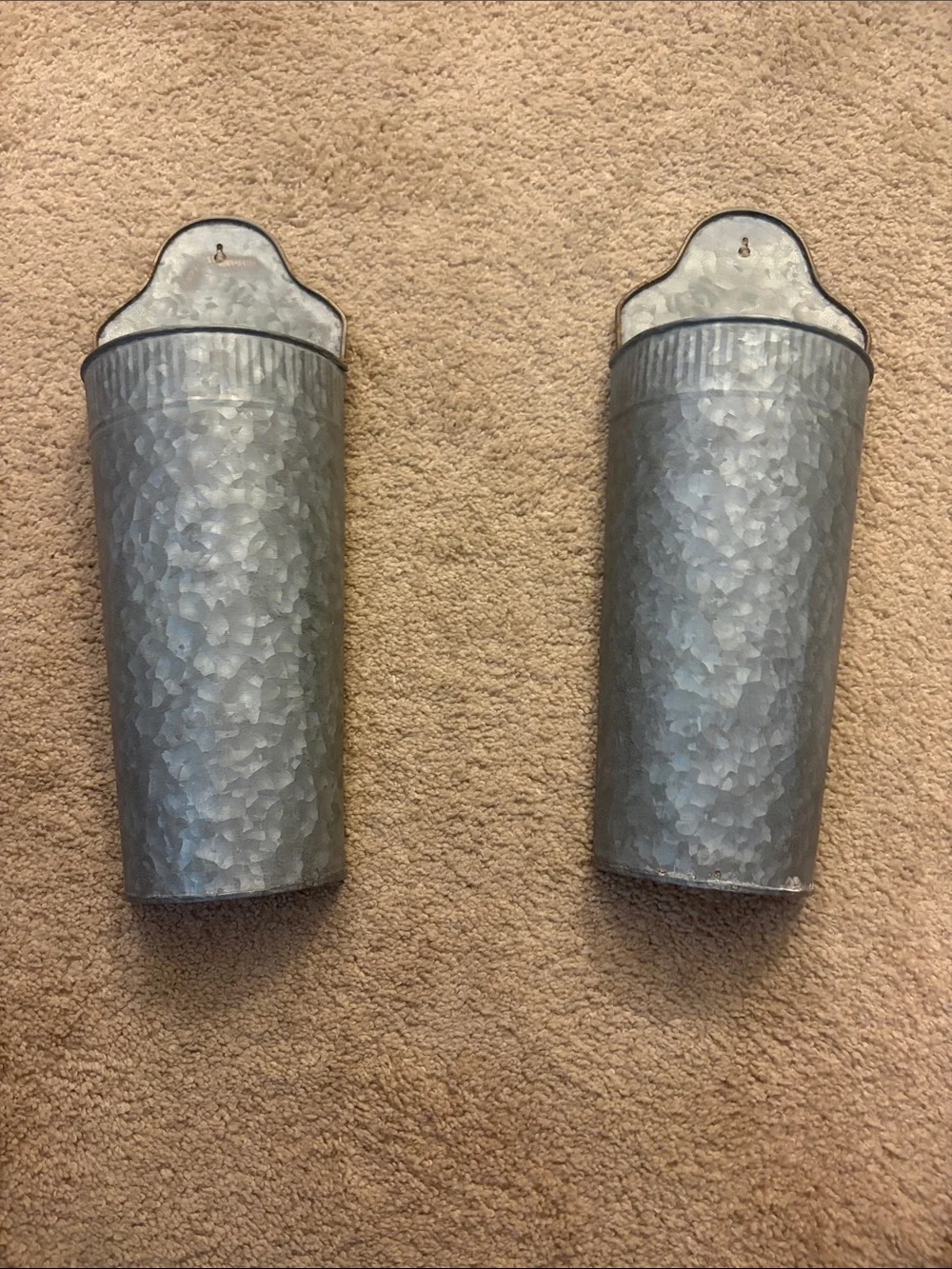 Galvanized Metal Wall Pockets - Set of 2
